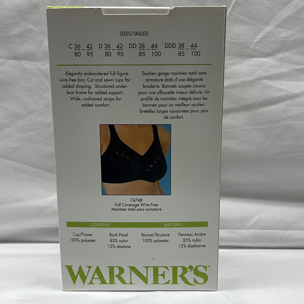 Brand New Warner's Firm Support Wire Free One Black Bra 40 DD - Picture 4 of 4